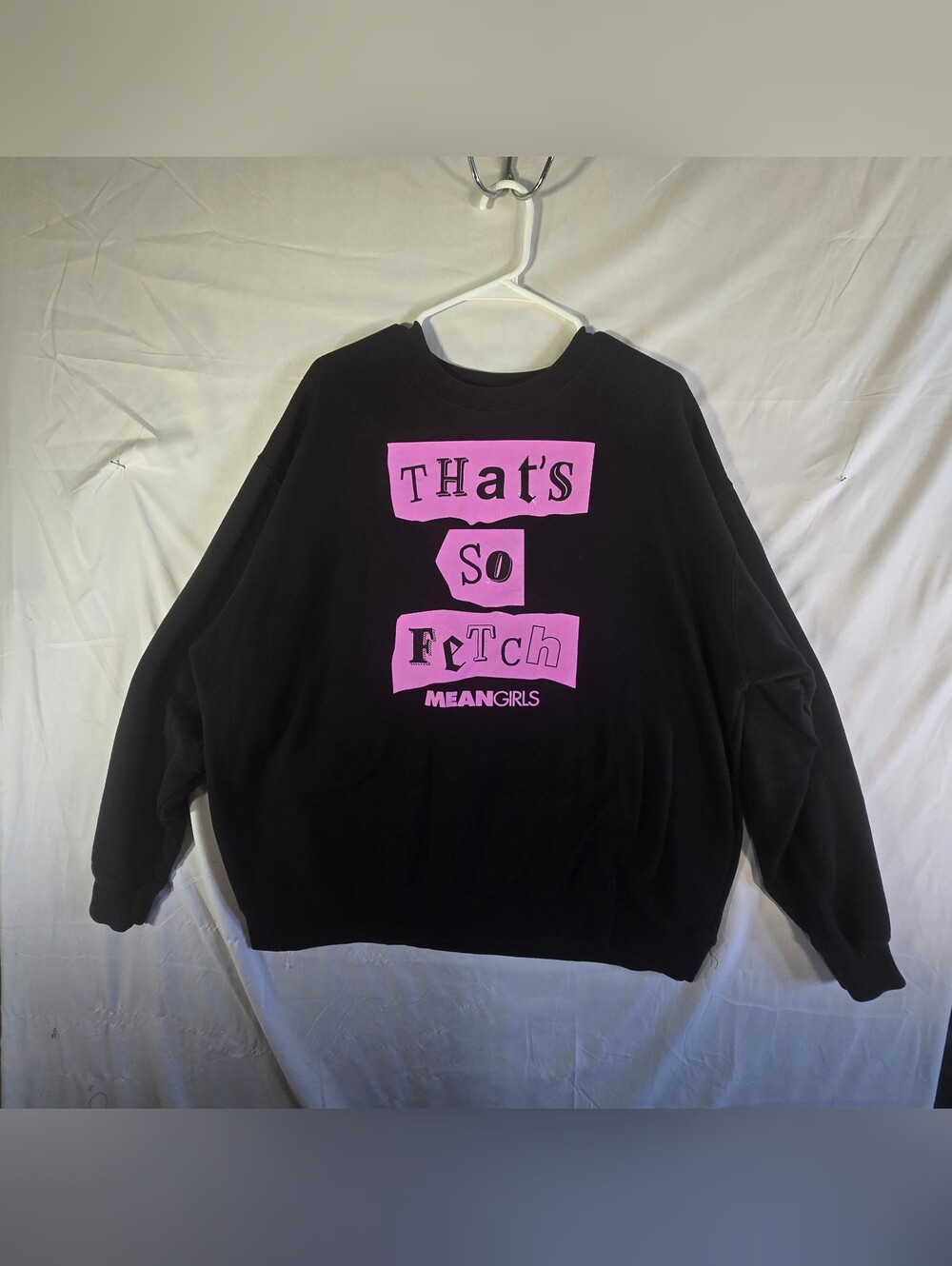 Black Crewneck Sweatshirt with Pink 'That's So Fetch' Graphic - MEAN GIRLS